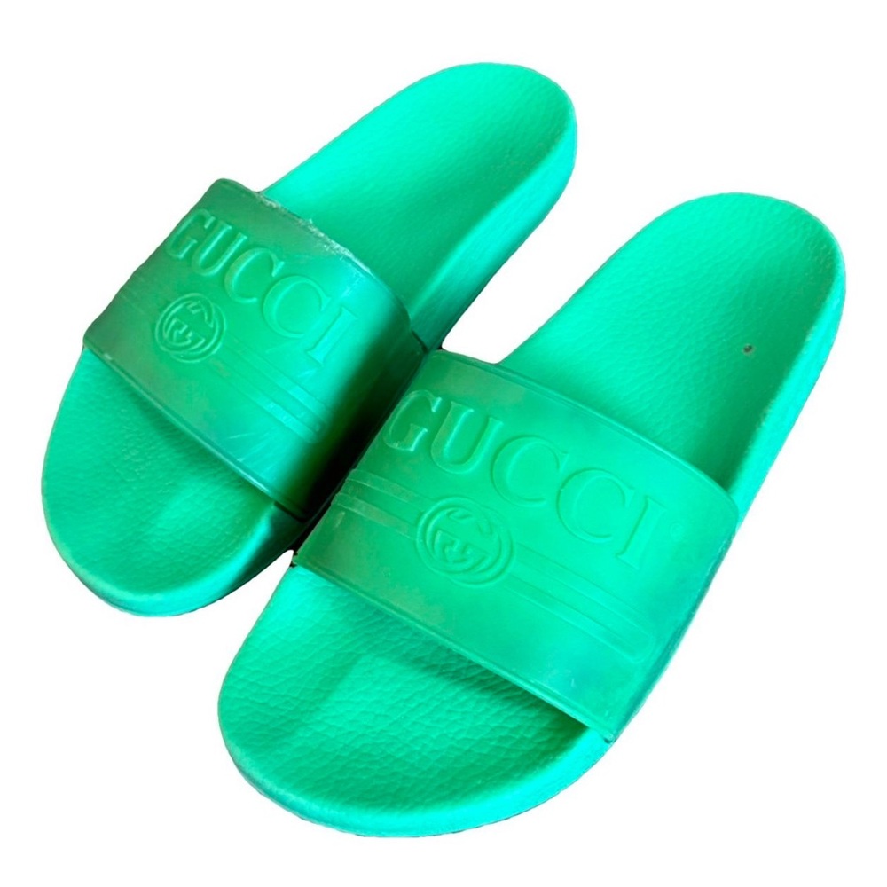 Gucci Green Sandals Sporty Casual Slides